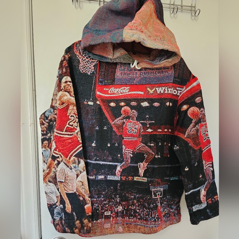 Michael Jordan Jump Shot x Kobe Bryant Tapestry Hoodie Sz M Brand New!